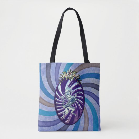 Mythische zilveren eenhoorn koele  achtergrond draagtas (Voorkant)