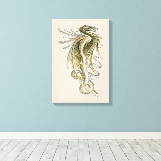 mythologie, scharnierende draak met slangenstaart canvas afdruk (Insitu (Houten vloer))