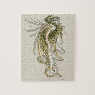  mythologie, scharnierende draak met slangenstaart legpuzzel