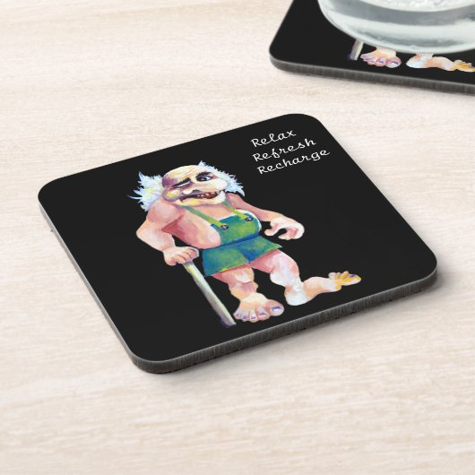 Mythologische Scandinavian Funny Ogre Troll Bier Onderzetter (Linkerzijde)