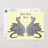 Mythycal Wezens Schattige Grijze baby Draken Briefkaart (Voorkant / Achterkant)