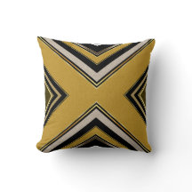 n2 Geometry Art Deco Black Gold Cushion Pillow