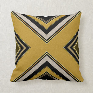 n2 Geometry Art Deco Black Gold Cushion Pillow Kussen
