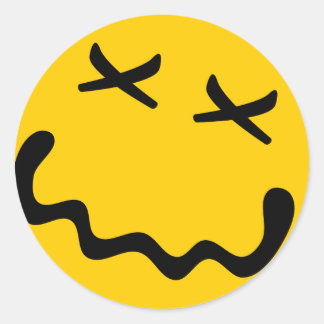 N2O Glimlach Sticker, Glanzend Ronde Sticker