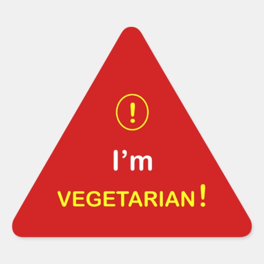 N3 - Eten Alert ~ Ik ben VEGETARIËR. Driehoek Sticker (Voorkant)