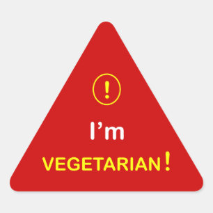 N3 - Eten Alert ~ Ik ben VEGETARIËR. Driehoek Sticker