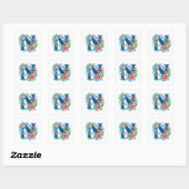 N blauw monogram met bloemen vierkante sticker (Vel)