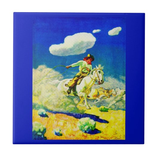 N. C. Wyeth cowboy Tegeltje (Voorkant)