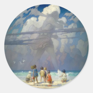N.C. Wyeth De Reus 1923 Vintage Illustratie Ronde Sticker