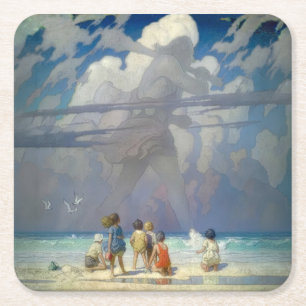 N.C. Wyeth De Reus 1923 Vintage Illustratie Vierkante Kartonnen Onderzetter
