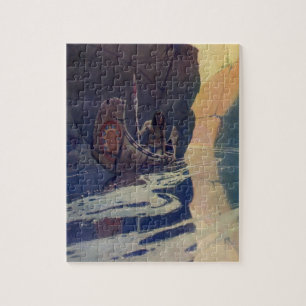 N. C. Wyeth illustratie van Indiaanse kano peddele Legpuzzel