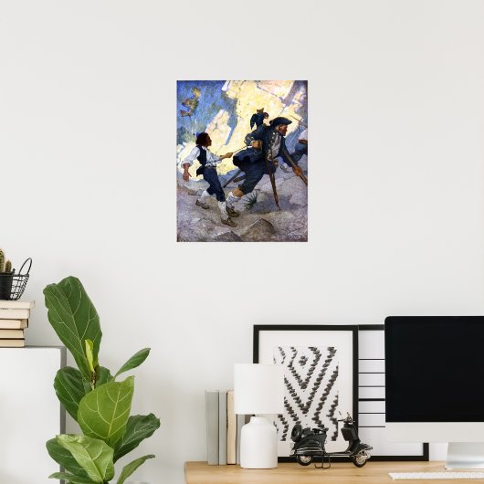 N. C. Wyeth Long John Silver en zijn Parrot Poster (Thuiskantoor)