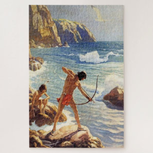 N C Wyeth Schilderij “First Maine Fishermen” Legpuzzel