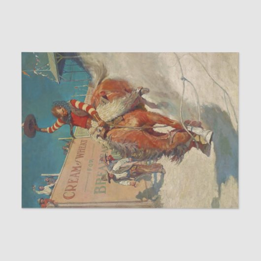 N C Wyeth Western schilderen "De Rodeo" Tissuepapier (Voorkant)