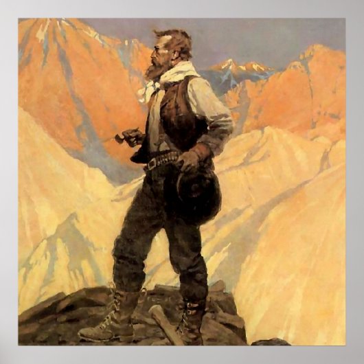 N C Wyeth Western schilderen "The Prospector" Poster (Voorkant)