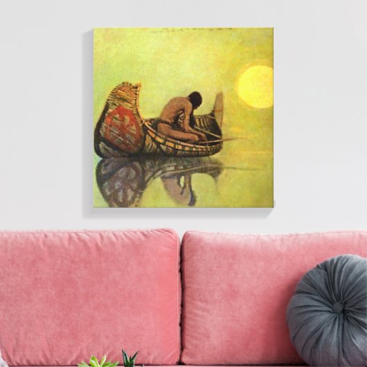 N C Wyeth Western schilderen "The Silent Fisherman Canvas Afdruk (Insitu (Woonkamer))