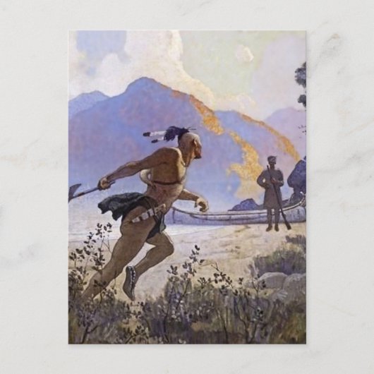 N C Wyeth Western schilderen "The Tomahawk" Briefkaart (Voorkant)