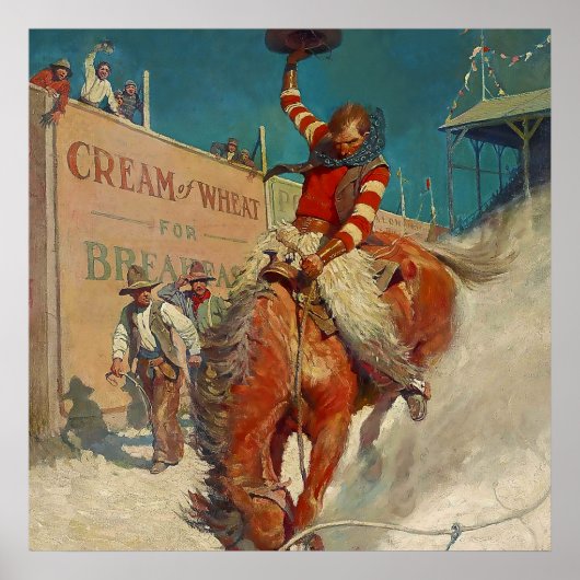 N C Wyeth westerse schilderij "De Rodeo" Poster (Voorkant)