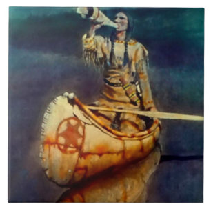 N C Wyeth westerse schilderij 'De roep van de elan Tegeltje