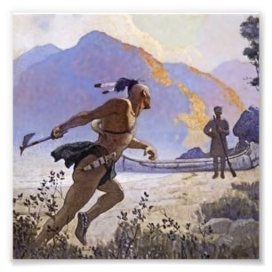 N C Wyeth westerse schilderij 'De Tomahawk' Foto Afdruk