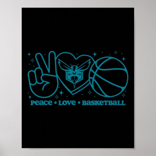 N Charlotte Hornets Peace Love Sketll  Poster (Voorkant)