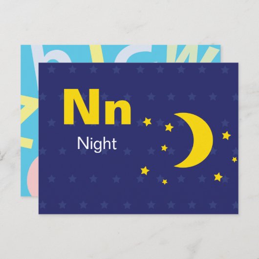 N est pour la nuit - Carte Flash Alphabet (Devant / Derrière)
