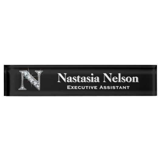 N Faux Diamond Desk Plaque d'identification (Devant)
