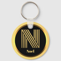 N Gold Monogrammed Letter Personalized Sleutelhang