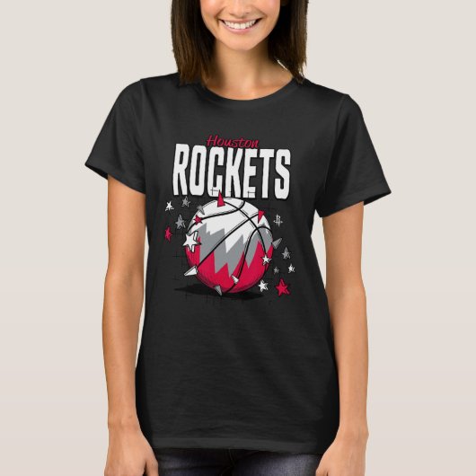 N Houston Rockets Sketll Doodle Stars  T-shirt (Voorkant)