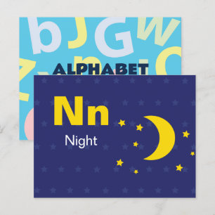 N is voor Nacht - Alphabet Flash Kaart