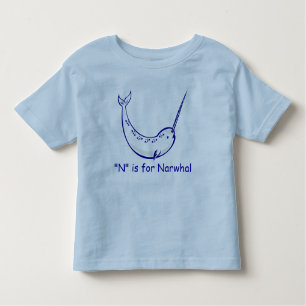 N is voor Narwhal Leer te Spell Kinder Shirts