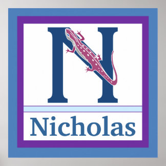 N is voor Newt and Boy Name Wall Art voor kinderen Poster