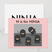 "N" is voor Ninja Alphabet Flashcard Briefkaart (Voorkant / Achterkant)