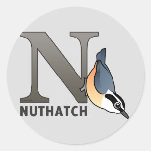 N is voor Nuthatch Ronde Sticker
