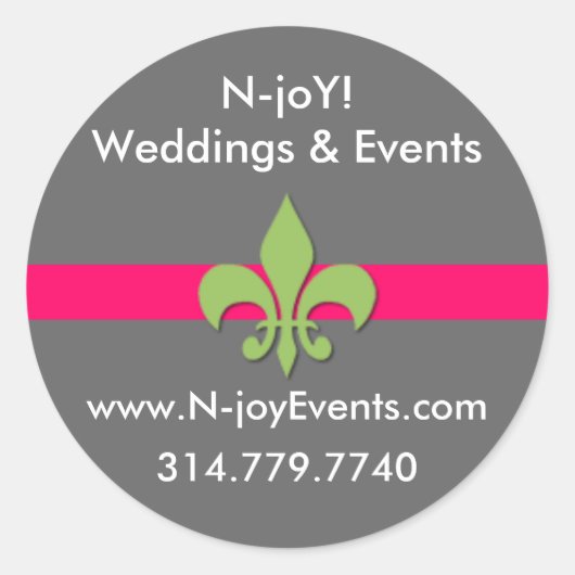 N-joY. Fleur de lis Seal Sticker.#3 Ronde Sticker (Voorkant)