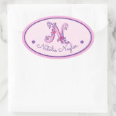 N-lettermonogram aangepaste naam id roze stickers (Tas)