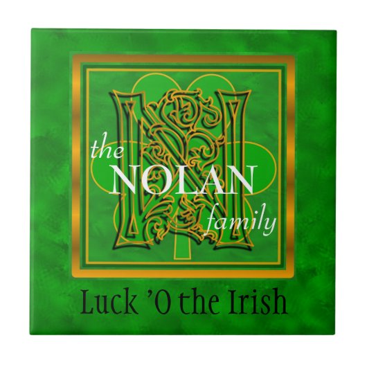 N "Luck of the Irish" Family Custom Monogram Tile Tegeltje (Voorkant)