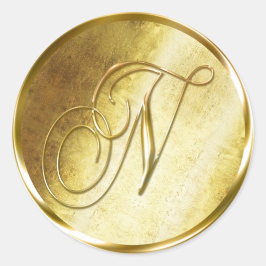 N Monogram Faux Gold Envelope Seal Stickers (Voorkant)