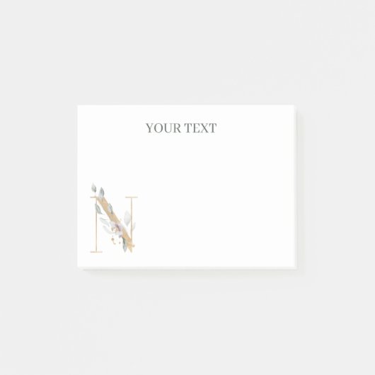 N Monogram Floral Aangepast Post-it® Notes (Voorkant)