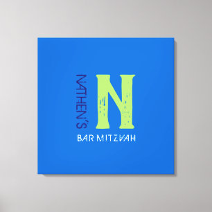 N Monogram Initiaal Bar Bat Mitzvah Sign-In Board Canvas Afdruk