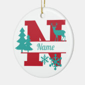N Monogram Initiaal Kerstvakantie boom Ornament (Links)