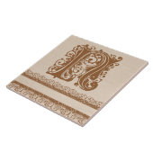 N Monogram Light Brown Wood Texture Ceramic Tile Tegeltje (Zijkant)