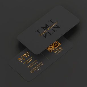N Monogram Logo Zwart Oranje Modern Visitekaartje