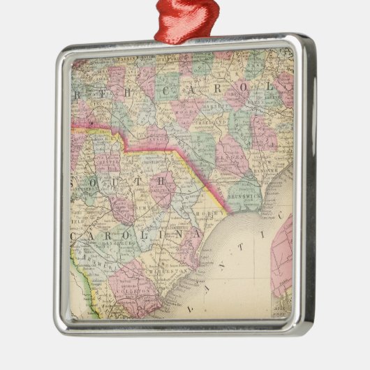 N & S Carolina Map door Mitchell Metalen Ornament (Links)