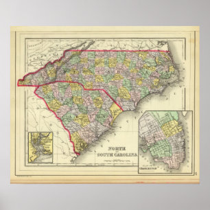N & S Carolina Poster