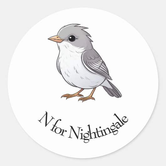 N voor Nightingale Ronde Sticker (Voorkant)