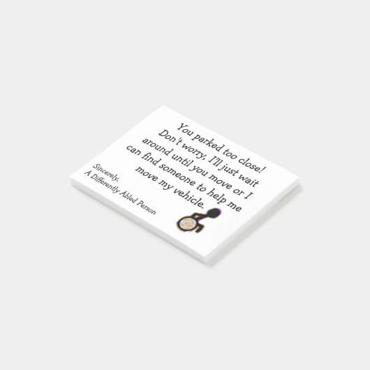 Na afloop te dicht geparkeerd. post-it® notes (Schuin)