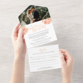 Na bruiloft foto perzik lente bloesem all in one uitnodiging (Afscheurbaar)