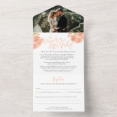 Na bruiloft foto perzik lente bloesem all in one uitnodiging (Binnen)