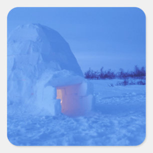 NA, Canada, Manitoba, Churchill. Arctische igloo Vierkante Sticker